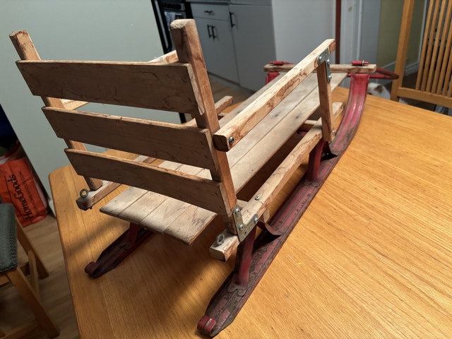 Vintage Wooden Sled with Metal Runners/Handle, Seat Collapses - photo 2