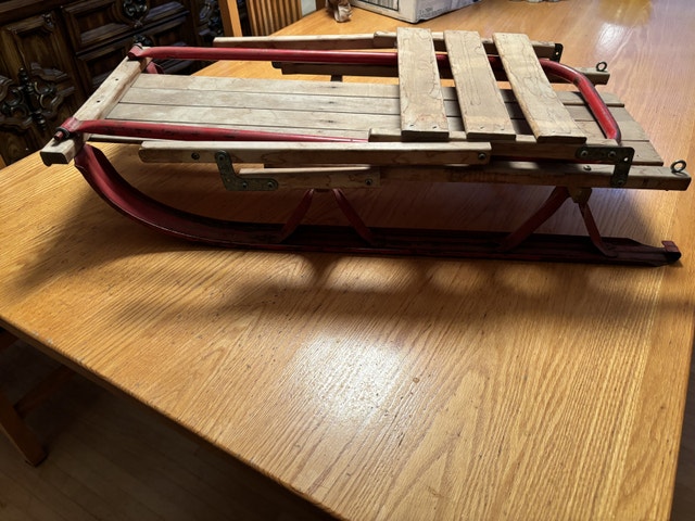 Vintage Wooden Sled with Metal Runners/Handle, Seat Collapses - photo 4