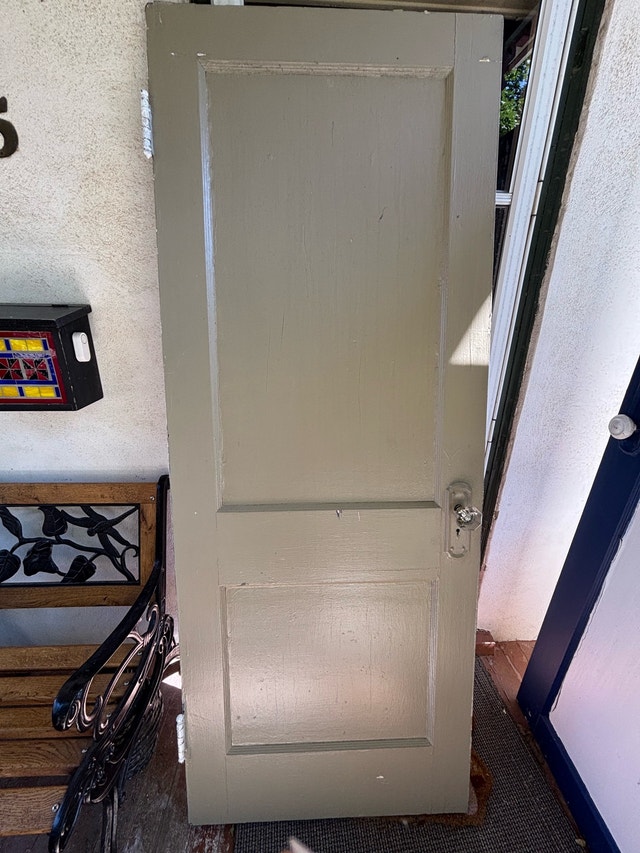 Vintage Solid Wooden Door with Glass Knob (77” x 30” x 1 1/4”)