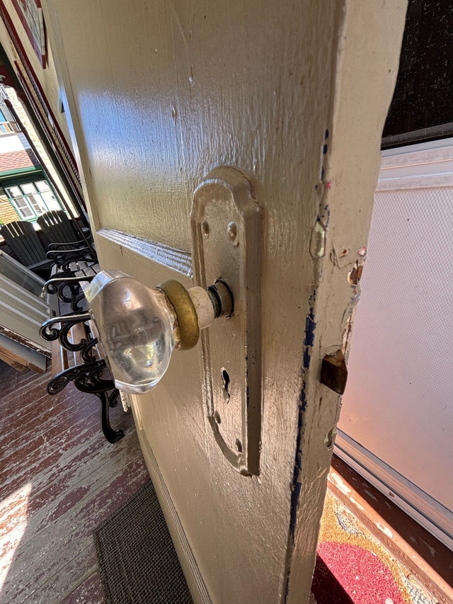 Vintage Solid Wooden Door with Glass Knob (77” x 30” x 1 1/4”) - photo 2