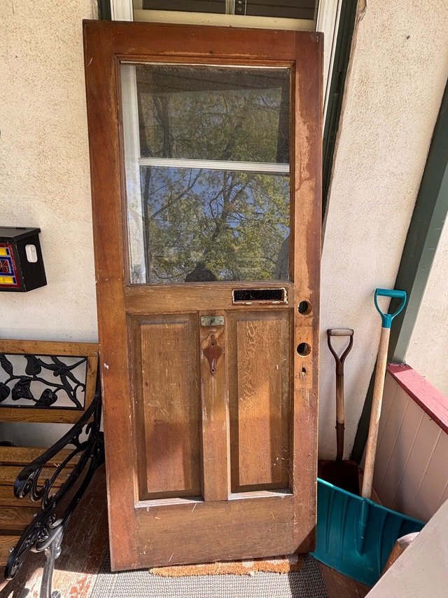 Vintage Solid Wood Door w Window (33 3/4” x 82 1/2”)