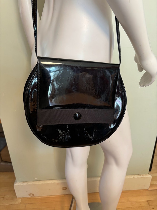 Vintage Cabrelli Canada Black Patent Leather Shoulder Bag