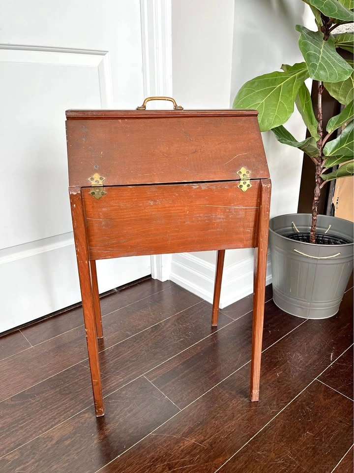 Antique vintage sewing box stand / storage organizer