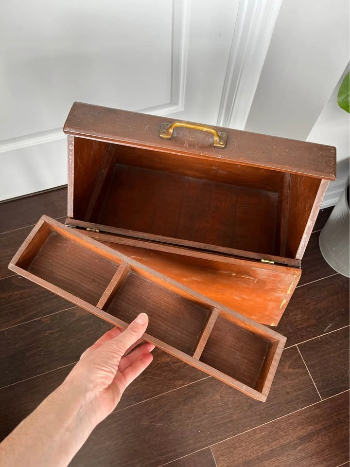 Antique vintage sewing box stand / storage organizer - photo 3