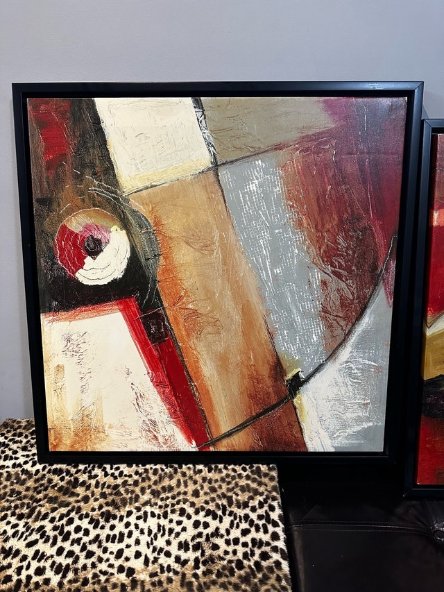 Set of 2 Ross Adam’s Abstract Wall Art Paintings – Like New - photo 2