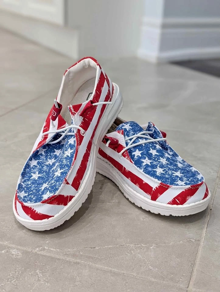 Hey Dude Wendy Star Spangled Slip-On Shoes – Women’s Size 7 NIB