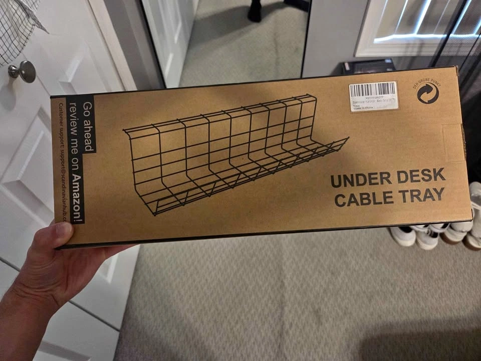 Under desk cable management tray