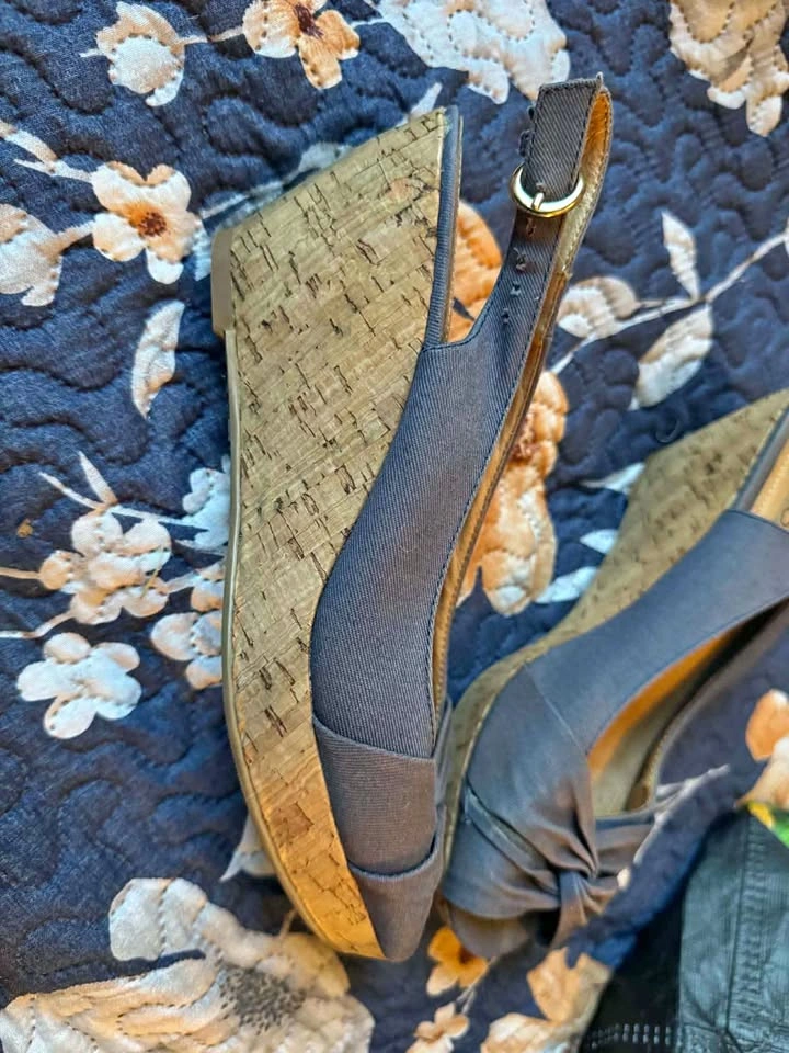 K Studio Cork Wedge Slingback Sandals