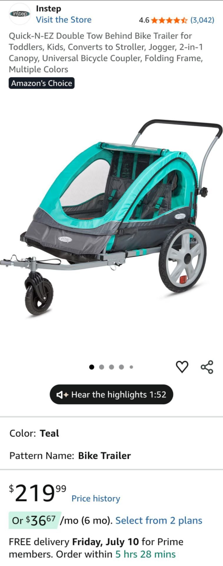InStep 2-Seat Child Bike Trailer / Stroller / Double Jogger - photo 2