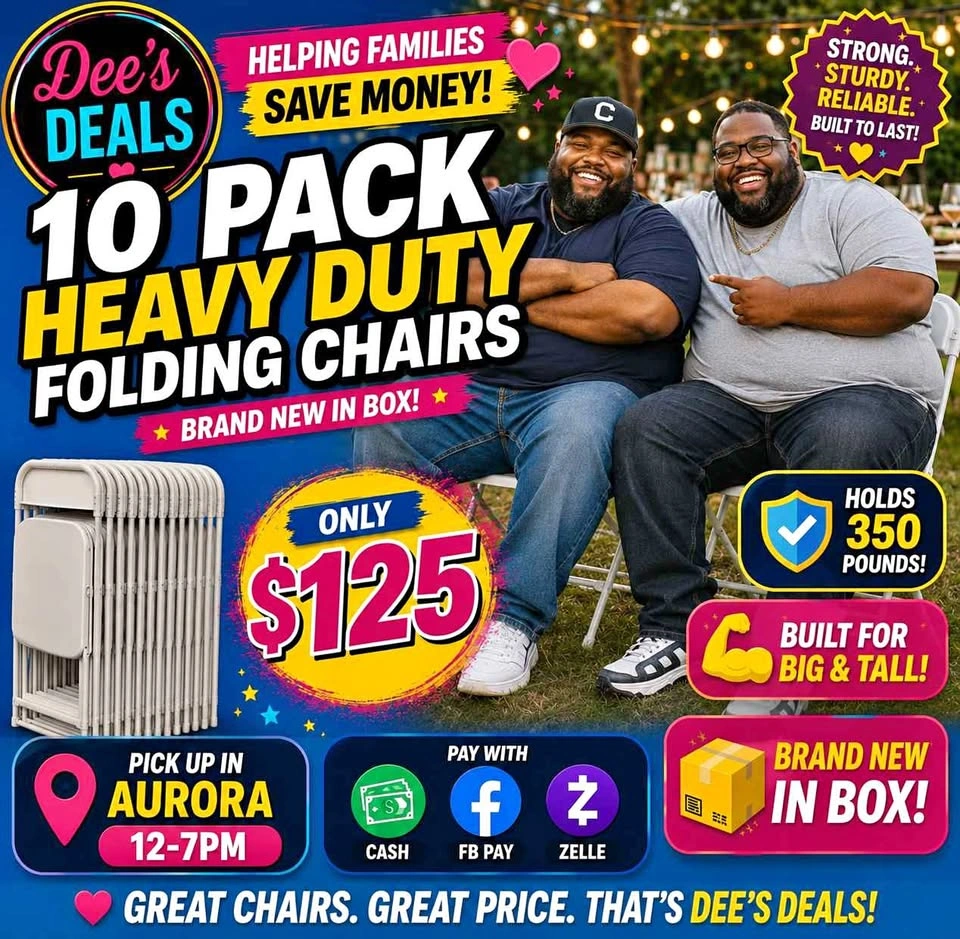 10 PACK HEAVY DUTY FOLDING CHAIRS BRAND NEW IN BOX ONLY $125