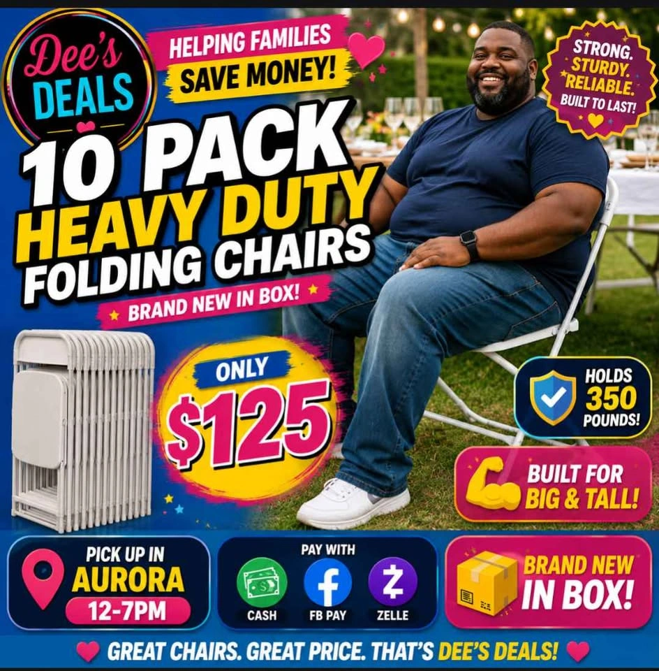10 PACK HEAVY DUTY FOLDING CHAIRS BRAND NEW IN BOX ONLY $125 - photo 2