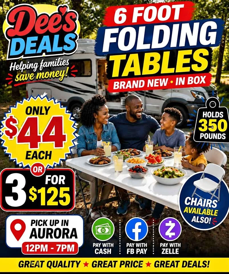 6 foot folding tables BRAND NEW IN BOX ONLY $44