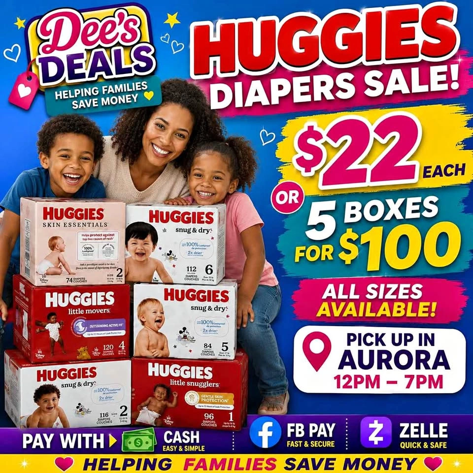 Huggies Diapers Sale $22 a box or 5 for $100
