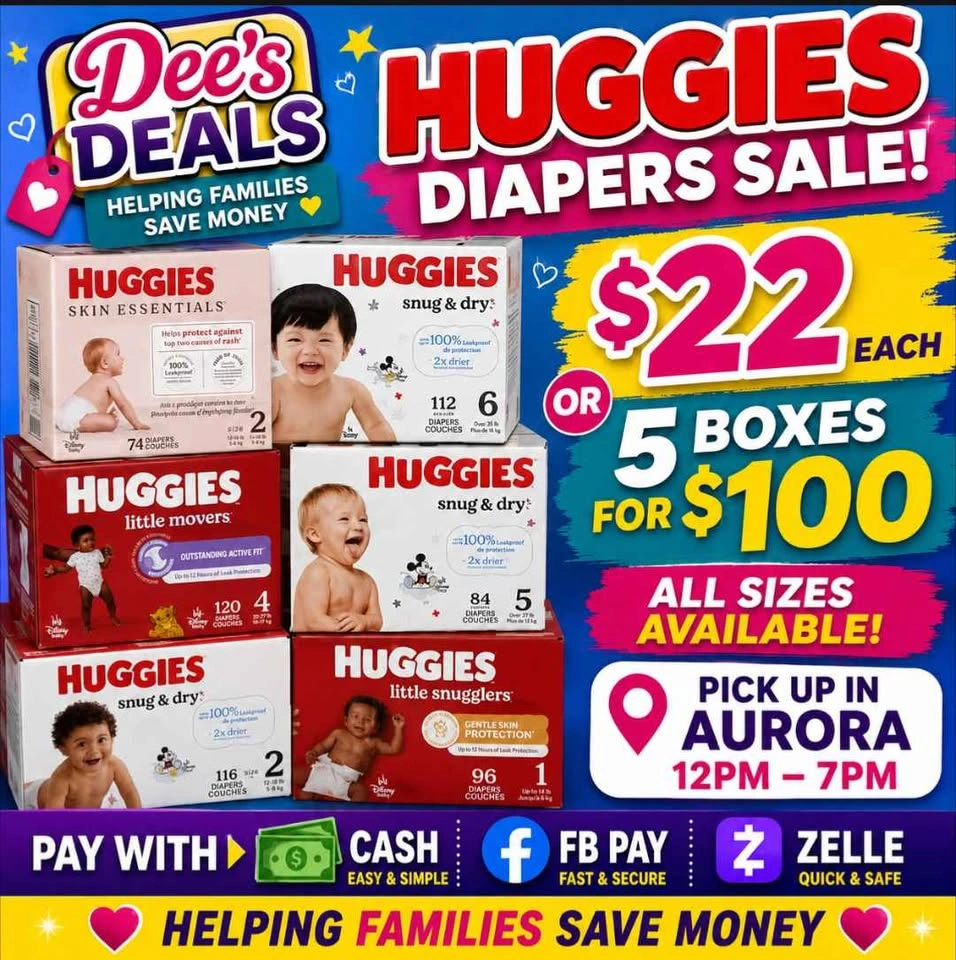 Huggies Diapers Sale $22 a box or 5 for $100 - photo 2