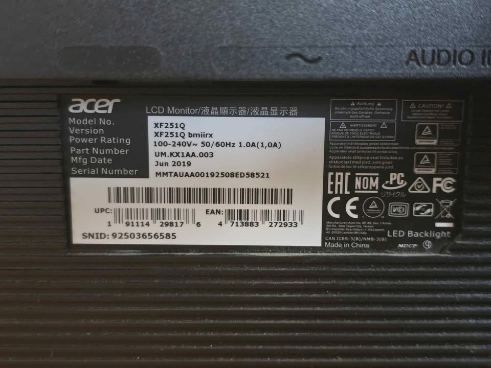 Acer XF251Q Monitor - photo 4