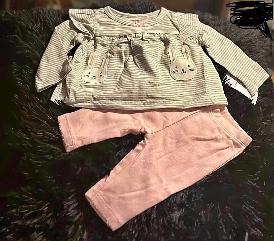 GIRLS LEGGINGS SUIT (2PC) SIZE: NB (NEWBORN)
