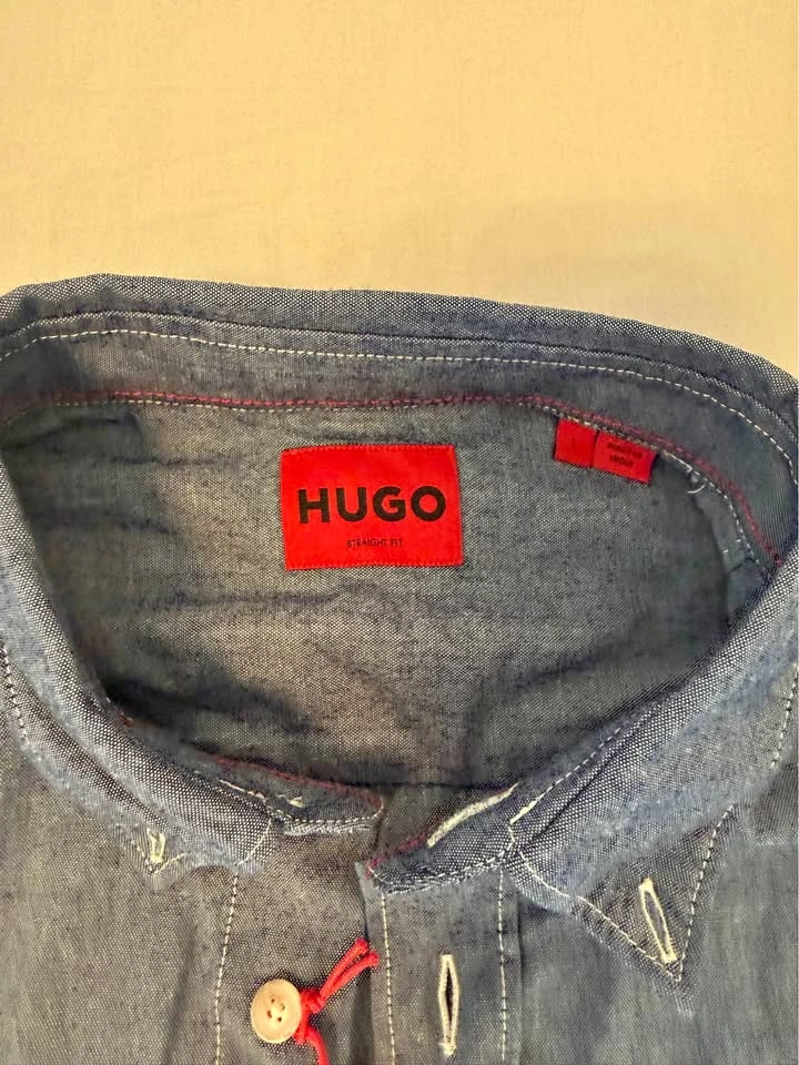 HUGO Blue Straight Fit Long-Sleeve Shirt