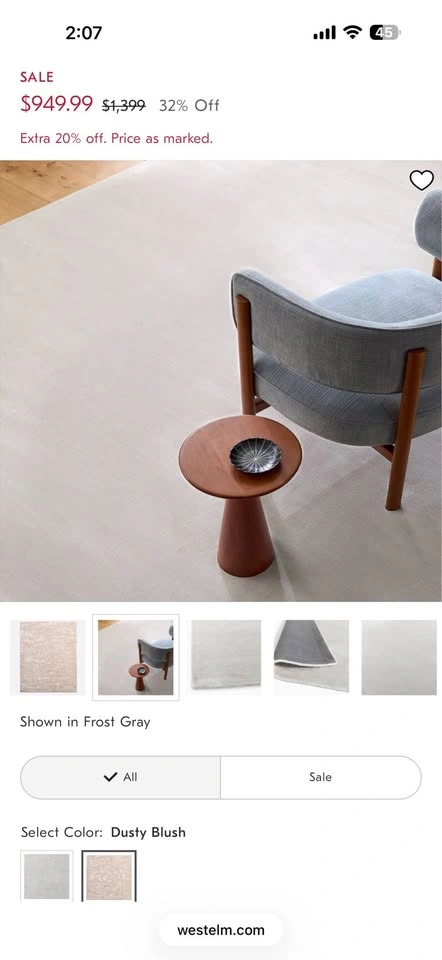 West Elm Lucent Rug 9x12 Dusty Blush - photo 3
