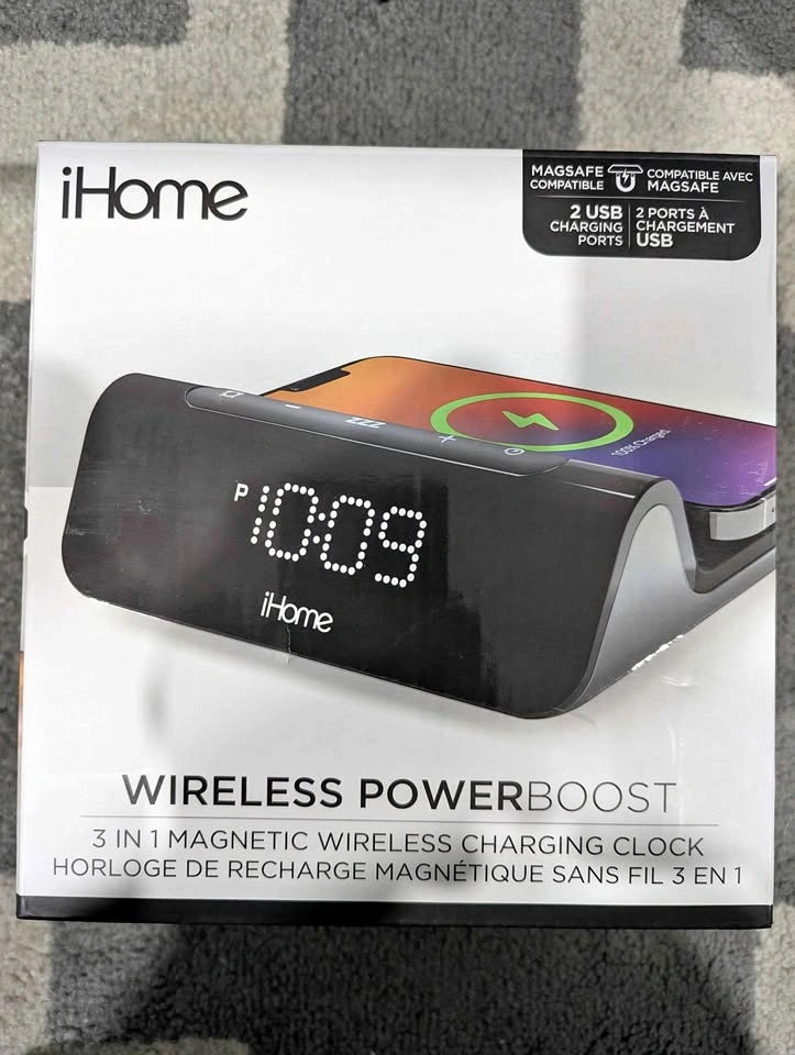 iHome 3-in-1 Magnetic Wireless Charging Clock