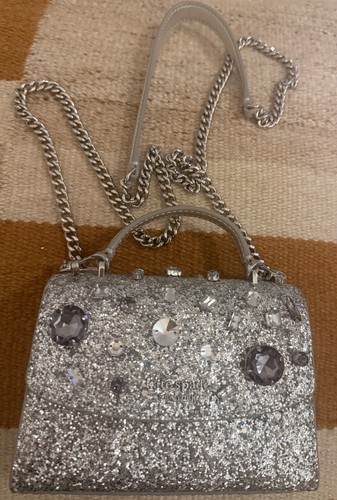 KATE SPADE Darcy Jeweled Micro Glitter Bag K9492 Silver