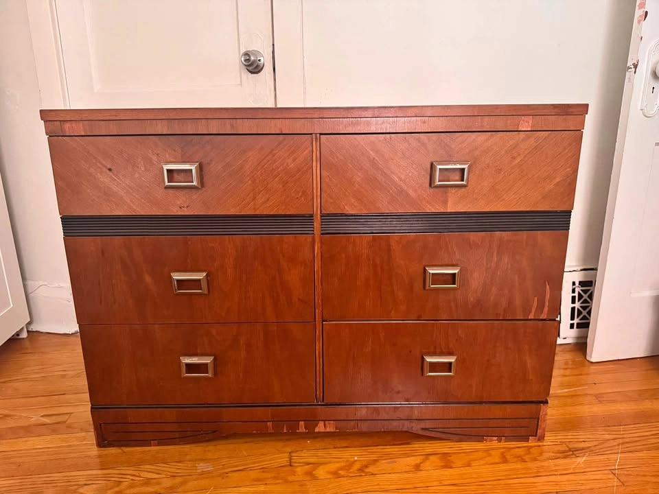 Drew Mid-Century Modern Art Deco Style 6-Drawer Dresser