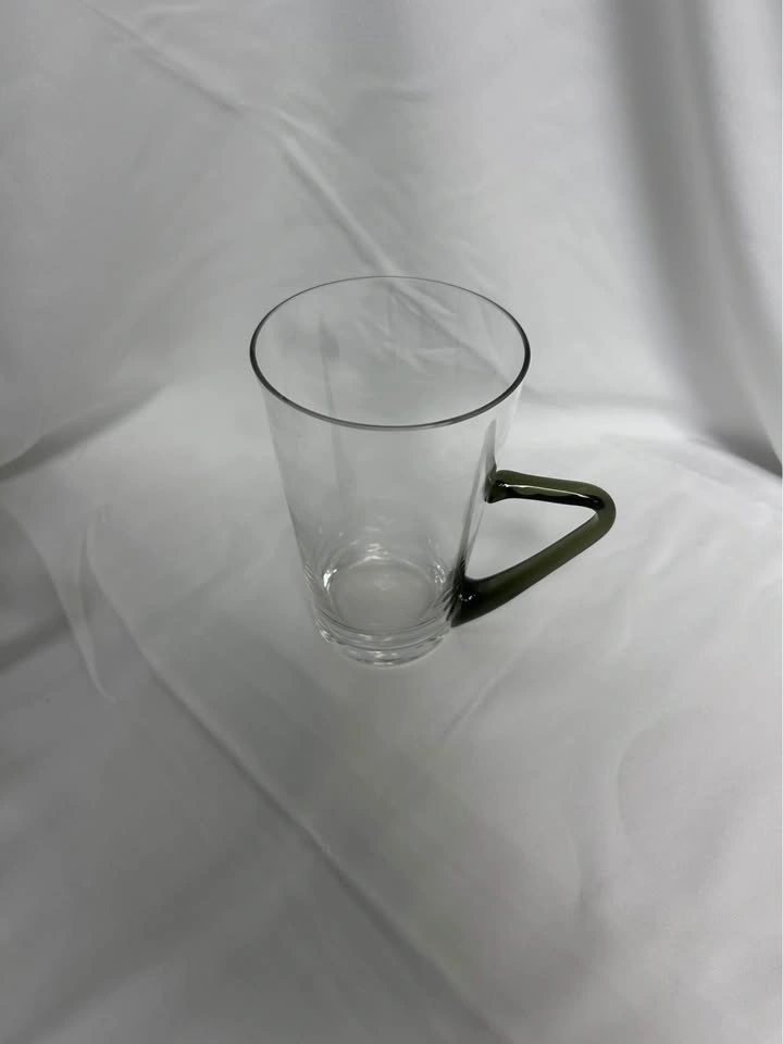 Vintage Clear Glass Mugs with Olive Green Handles – Set of 4 - photo 3