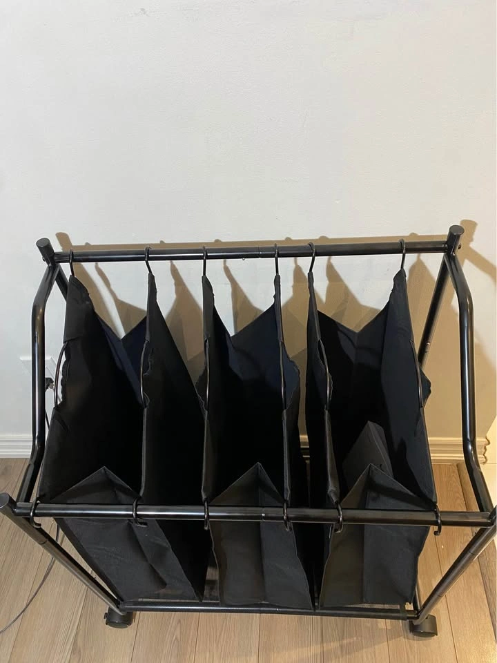 SONGMICS Rolling Laundry Sorter with Removable Black Bags | Bran - photo 2