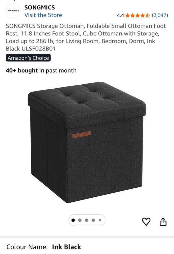 Brand New Black Storage Cube - FOOTREST OTTOMAN Size: Small - photo 3