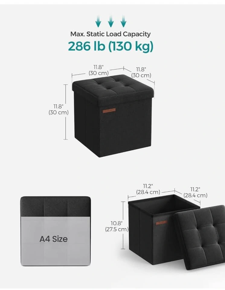 Brand New Black Storage Cube - FOOTREST OTTOMAN Size: Small - photo 4