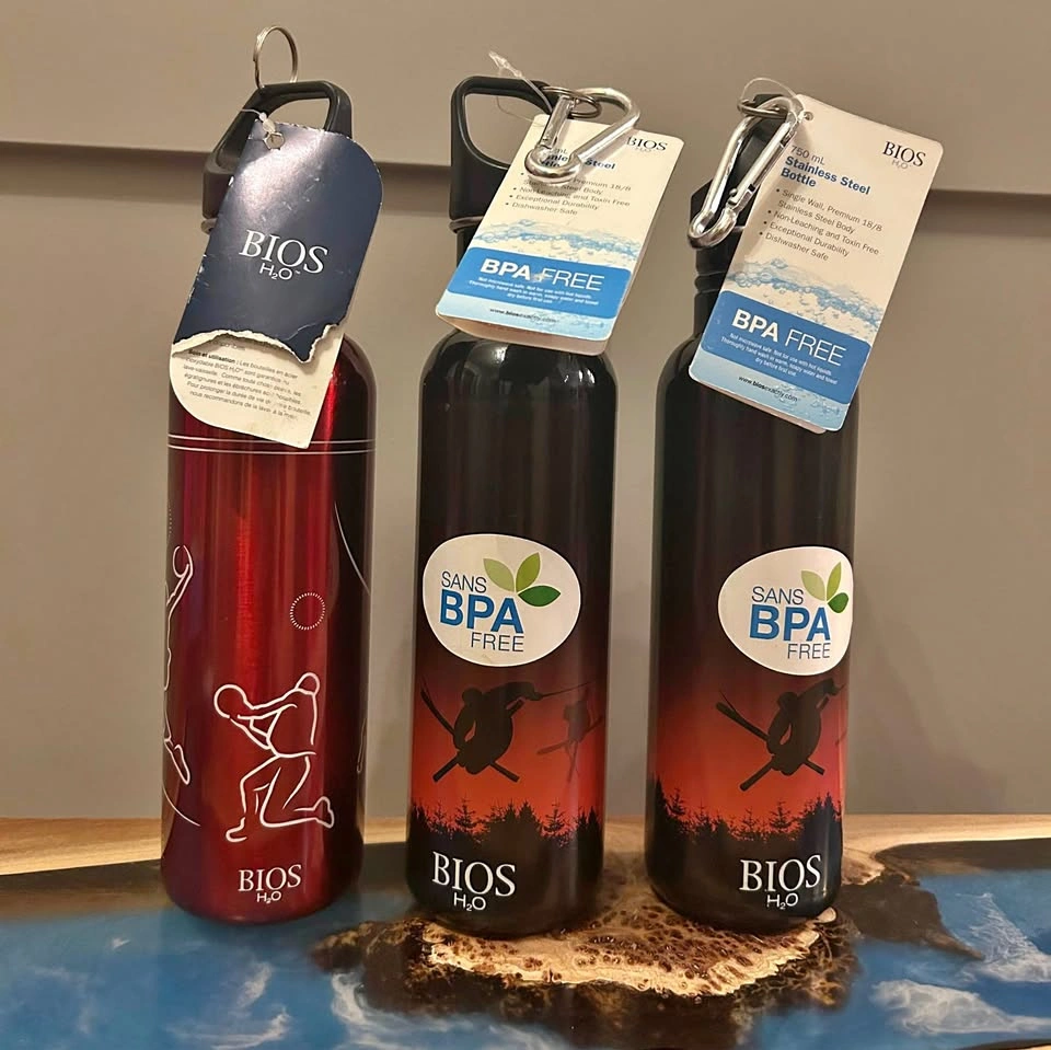 NEW - Set of 3 “BIOS H2O” 750mL Stainless Steel Water Bottles