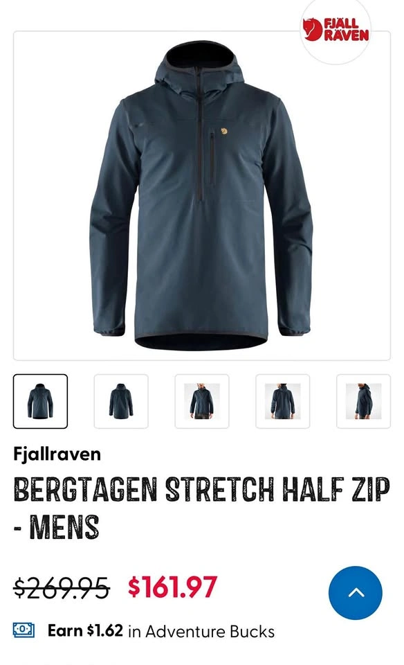 Fjallraven Bergtagen Stretch Anorak Half Zip Jacket Size Medium