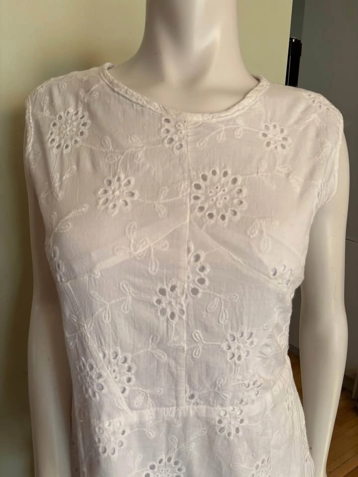 White Eyelet Cotton Dress | Size L | Summer Shift Sundress - photo 2