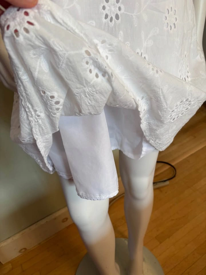 White Eyelet Cotton Dress | Size L | Summer Shift Sundress - photo 3