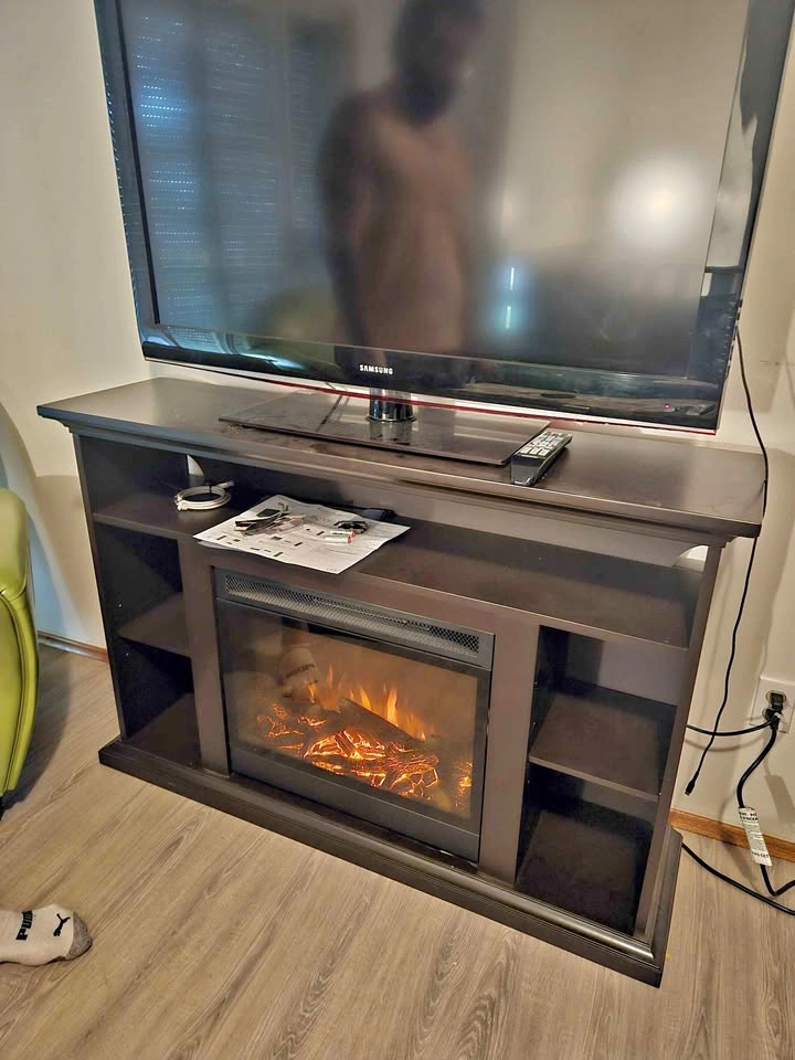 MasterFlame electric fireplace TV stand - remote included