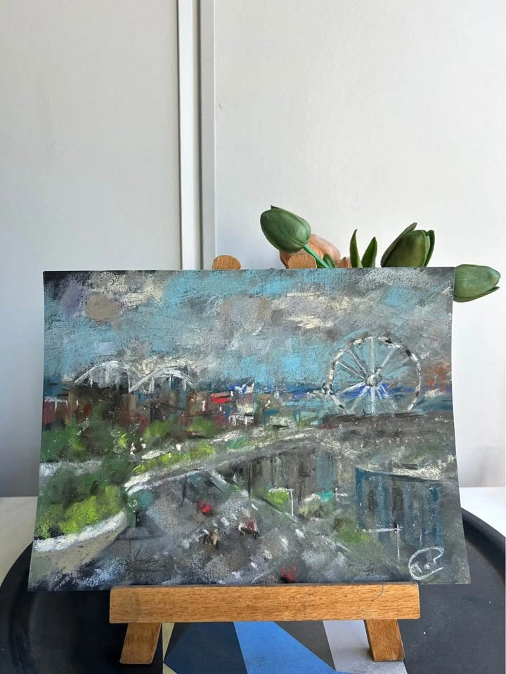 “The Great Wheel” Original Pastel Painting - photo 2