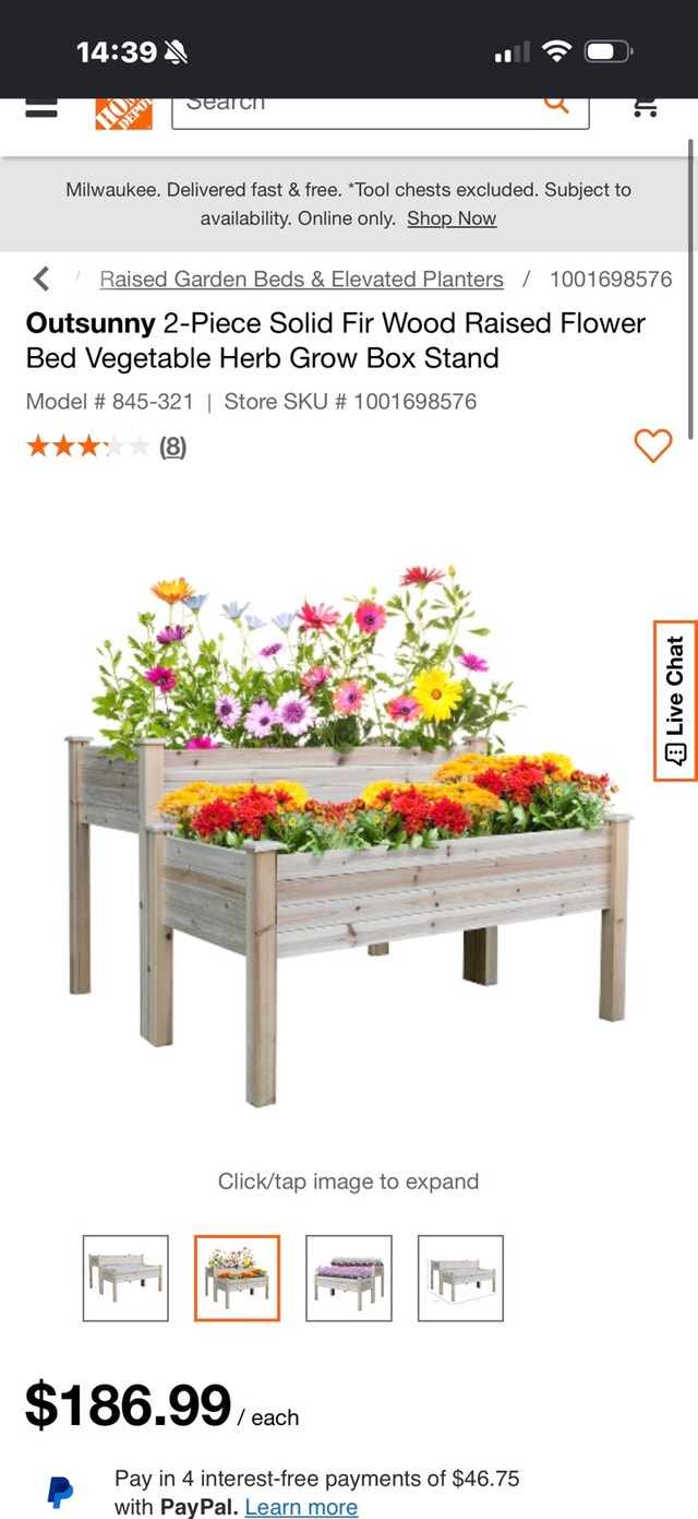 Outsunny 2-Piece Solid Fir Wood Raised Flower Bed
