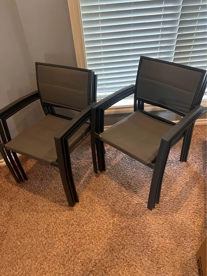 Set of 6 Stackable Patio Chairs – Black Aluminum - photo 3