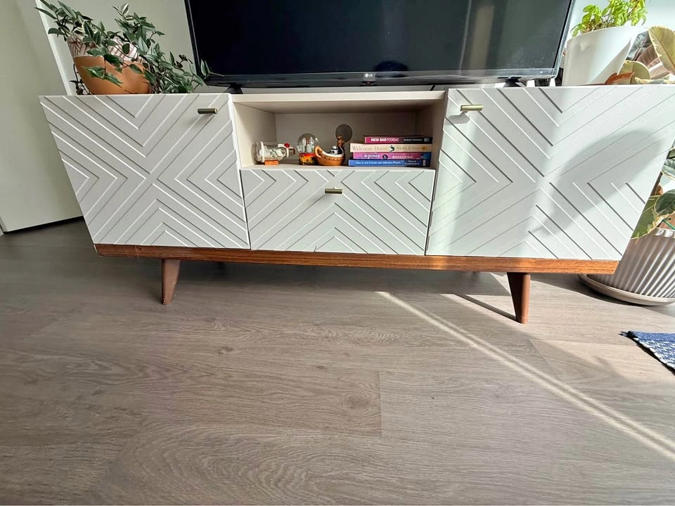 Mid-Century Modern White TV Stand