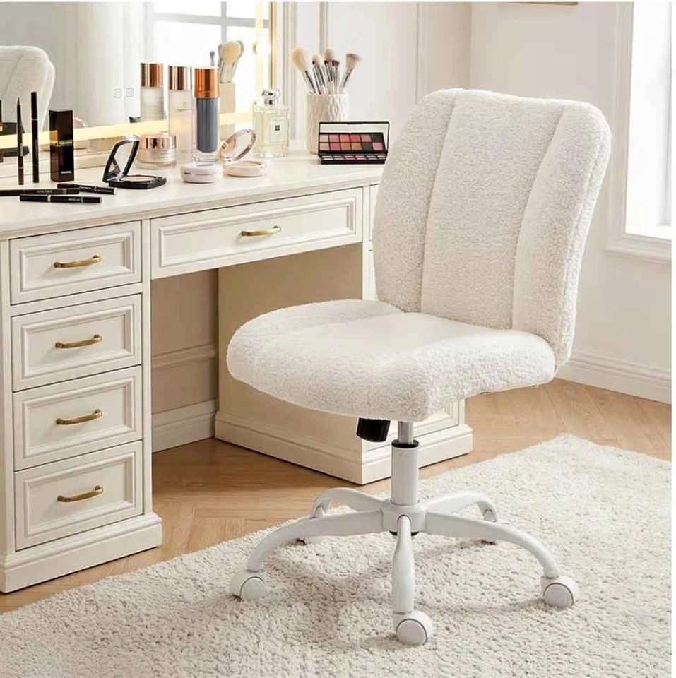 Vanity Chair with Wheels, Cute Desk Chair, Height Adjustable