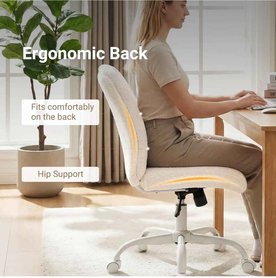 Vanity Chair with Wheels, Cute Desk Chair, Height Adjustable - photo 4