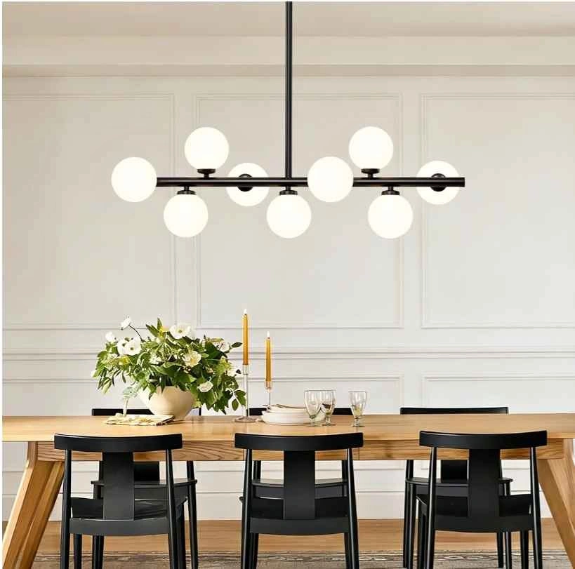 Mid Century Modern Sputnik Chandelier - 9-Light Black/Gold