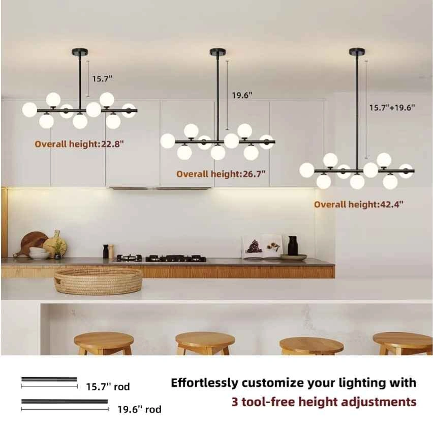 Mid Century Modern Sputnik Chandelier - 9-Light Black/Gold - photo 5