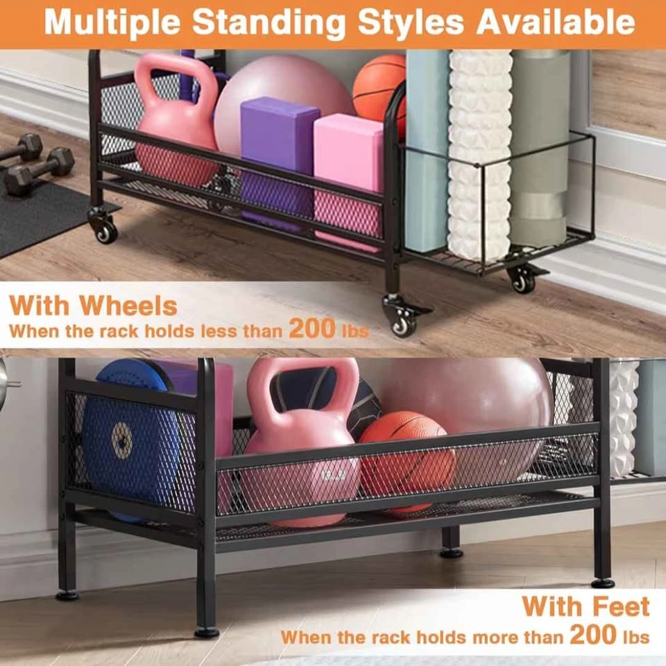56'' Home Gym Storage Organizer with Yoga Mat Rack - photo 3