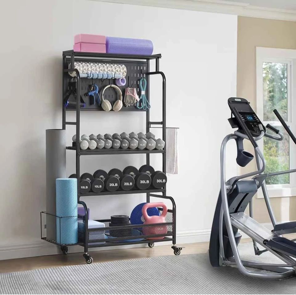 56'' Home Gym Storage Organizer with Yoga Mat Rack - photo 5