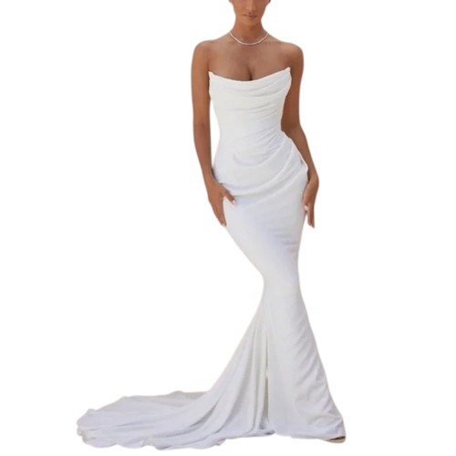 House of CB Esmee Ivory Draped White Midi Corset Bridal Dress