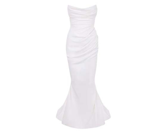 House of CB Esmee Ivory Draped White Midi Corset Bridal Dress - photo 3