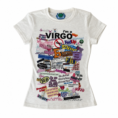 OMIGHTY Virgo Y2K Graphic Baby Tee Astrology Collage Top - photo 2