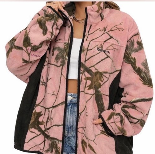 Pink Camo Fleece Jacket Oversized 2XL – Y2K Outdoorsy Zip Up - photo 2