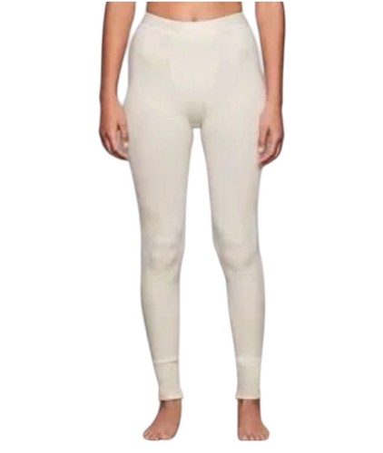 Skims Womens Cream Logo Cotton Thermal Legging Pointelle Pants S