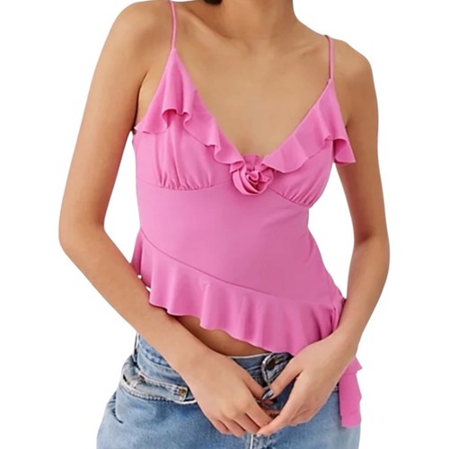 UO ROSE GARDEN ASYMMETRICAL CAMI IN PINK